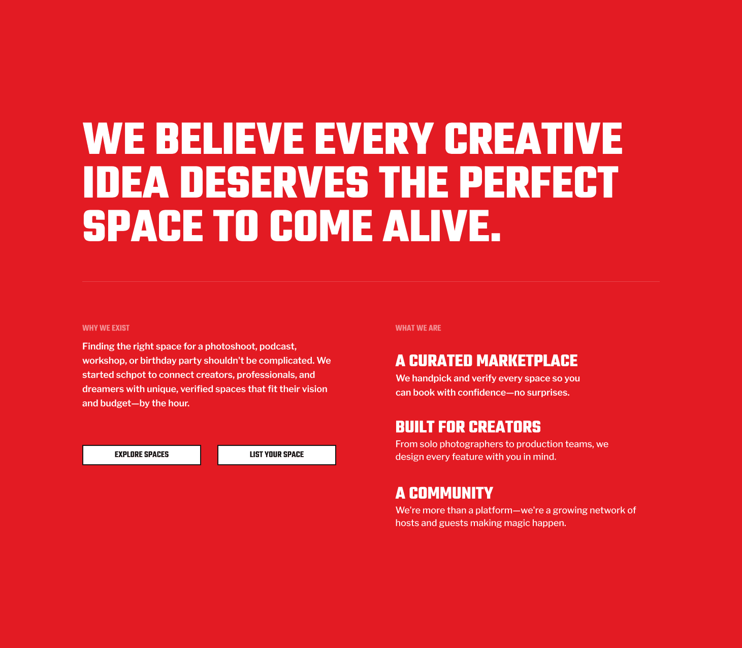 Creative Spaces Marketplace